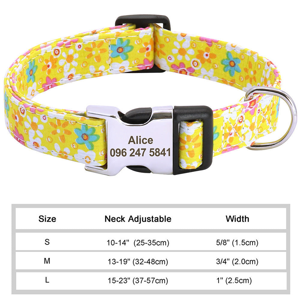 Personalized Nylon Pet Collar - Customizable Mohair Collar for Dogs and Cats, Available in Multiple Colors and Sizes