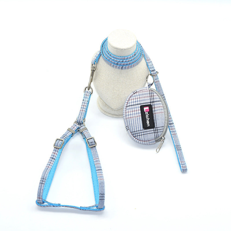 Ondaum Pet Cotton Plaid Dog Leash & Collar Set with Snack Bag – Stylish, Durable, and Comfortable for All Breeds