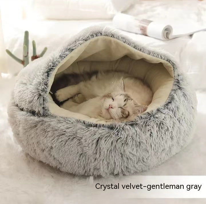 Plush Round Winter Pet Bed