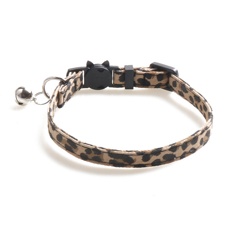 New Leopard Pattern Pet Collar Cat Collar With Bell Cat Collar Factory Direct Sales