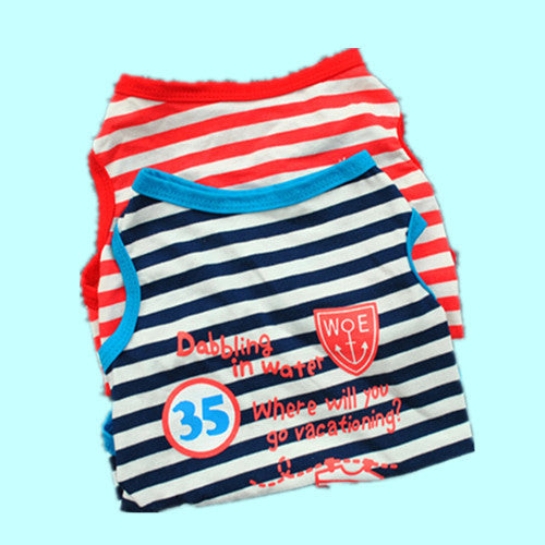 Dog cotton striped breathable t-shirt