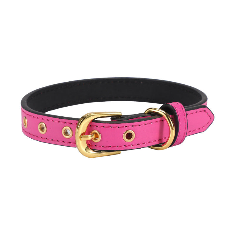 Ondaum Pet PU Collar with Gold Buckle