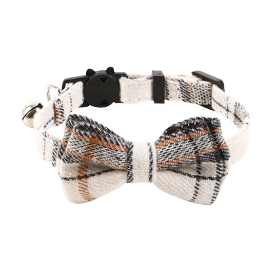 Ondaum Plaid Cloth Cat Collar – Stylish, Adjustable, and Comfortable for Year-Round Use