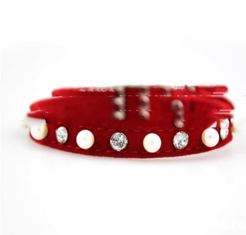 Dog Flocking Pearl Rhinestone Leash