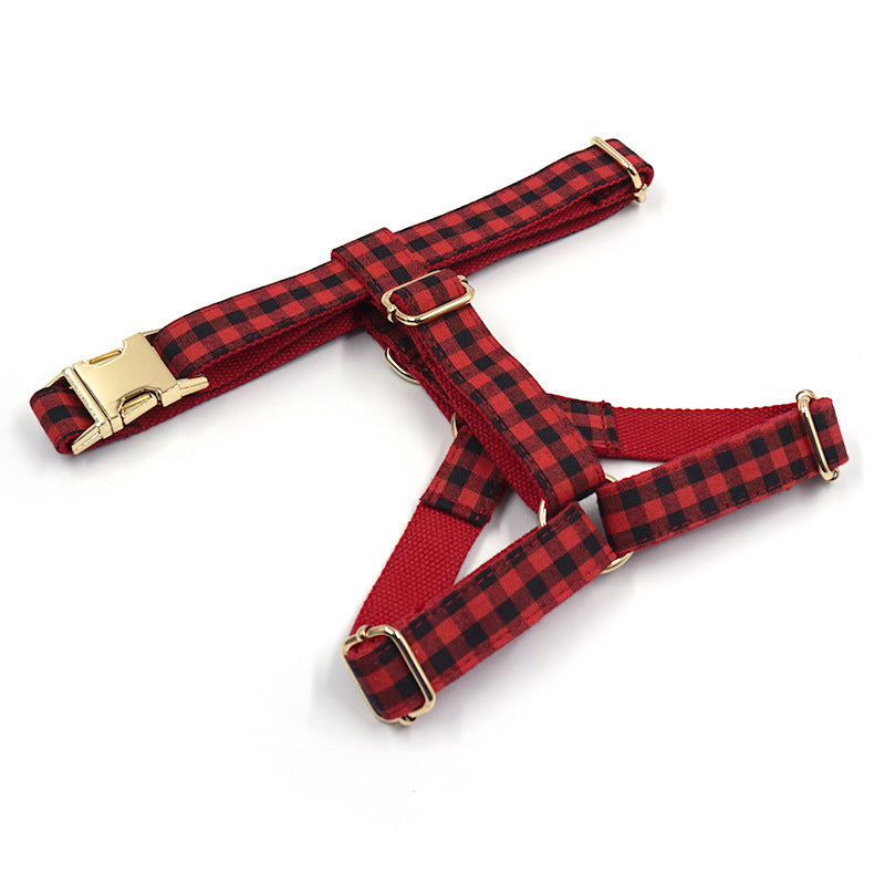 Red And Black Plaid Gold Buckle Pet Chest And Back Cover