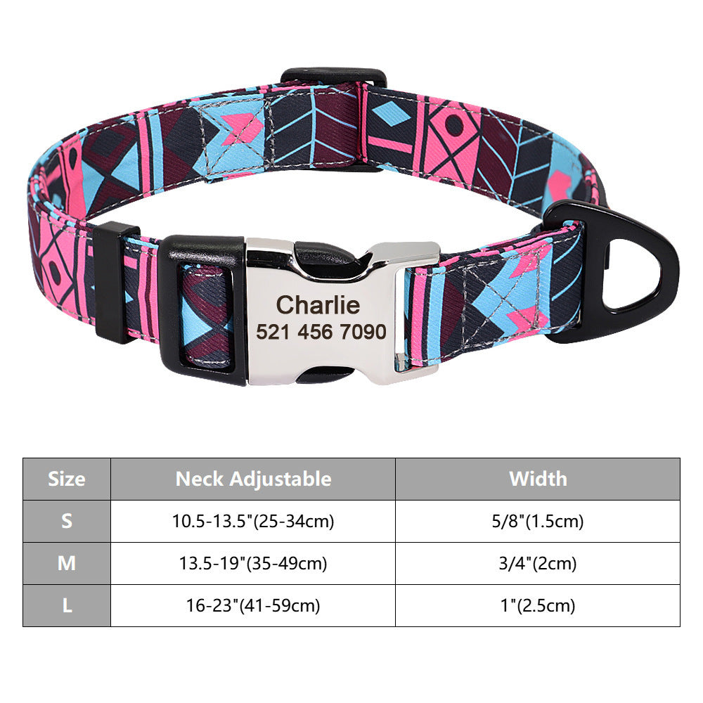 Personalized Nylon Pet Collar - Customizable Mohair Collar for Dogs and Cats, Available in Multiple Colors and Sizes