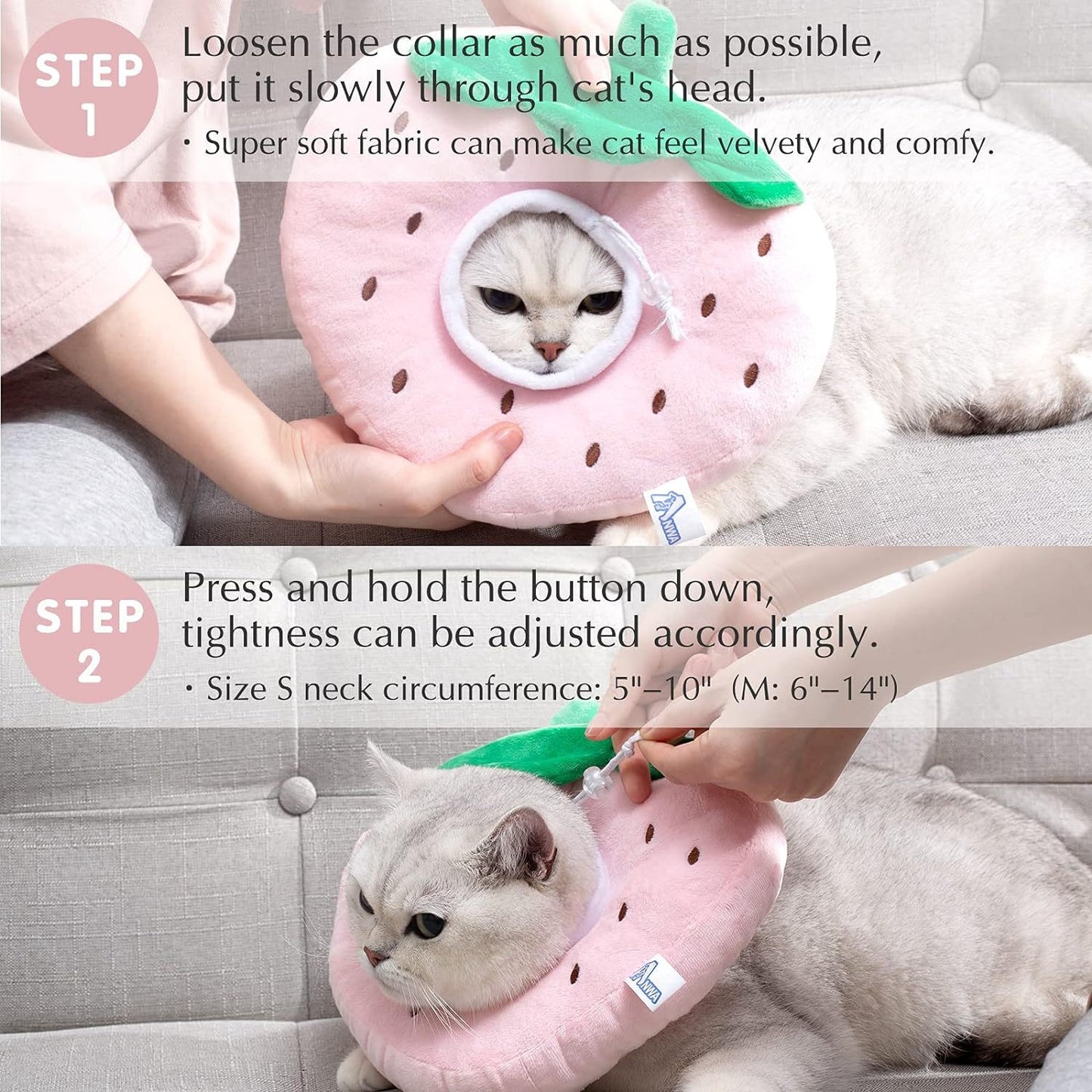 Ondaum Pet Cute Cat Collar Cone for Recovery After Surgery - Adjustable Soft Fabric Cone for Kittens
