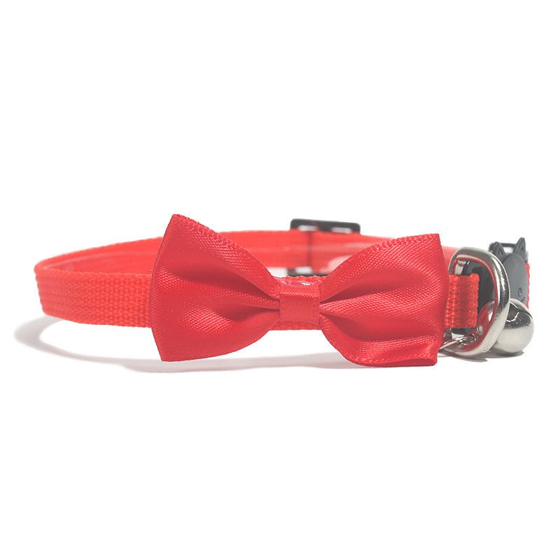 Pet Bowknot Collar Nylon Webbing Multicolor Adjustable Belt Bell Jewelry Safety Buckle
