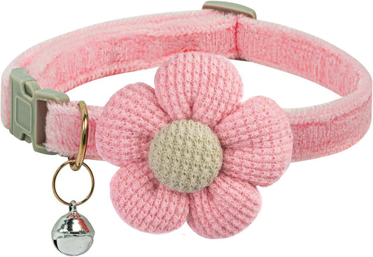 Floral Dog Collar with Bell for Small Dogs