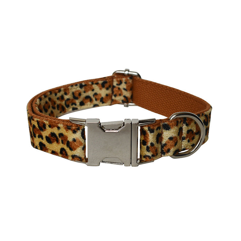 Deep Bottom Leopard Print Zinc Alloy Dog Collar