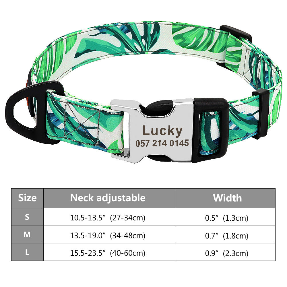 Personalized Nylon Pet Collar - Customizable Mohair Collar for Dogs and Cats, Available in Multiple Colors and Sizes