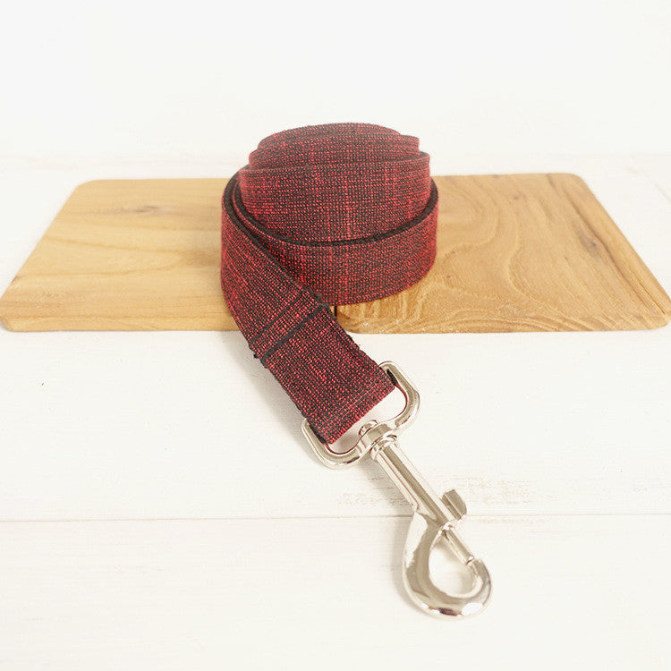 Red Canvas Dog Collar With Metal Buckle Pattern