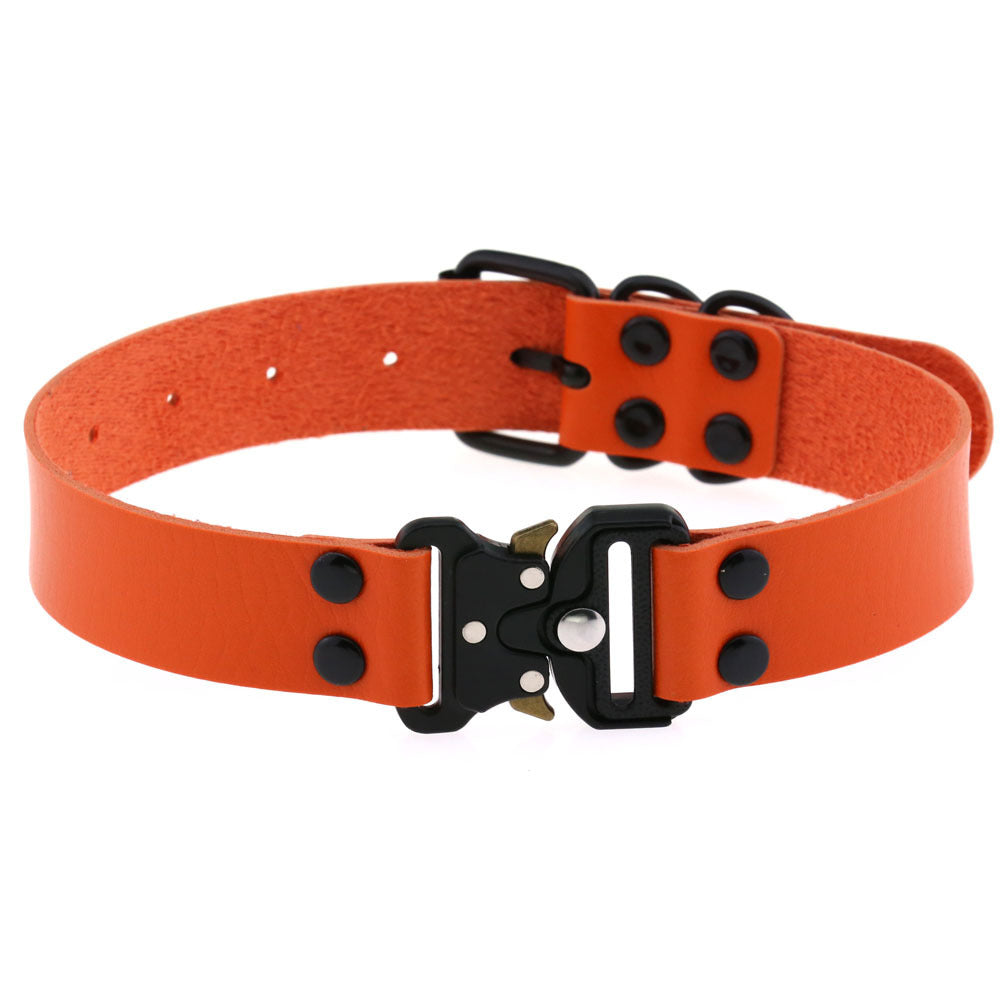 Ondaum Pet Adjustable Leather Buckle Collar – Stylish & Durable Clavicle Necklace for Pets
