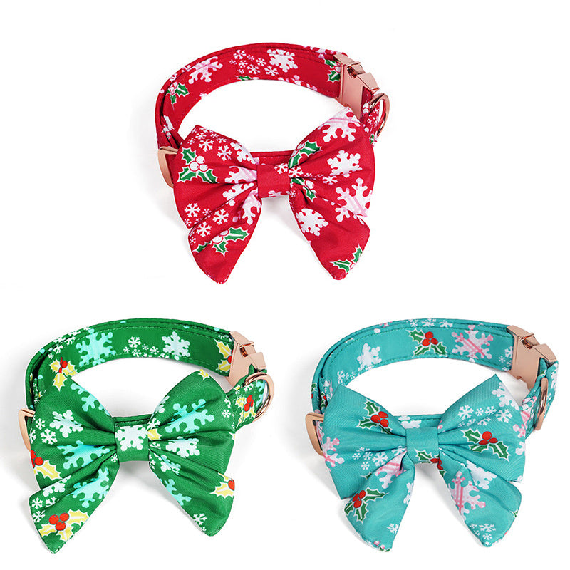 Pure Cotton Dog Bow Tie Necklace for Festive Wear