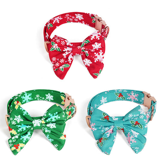 Pure Cotton Dog Bow Tie Necklace for Festive Wear