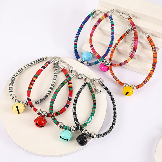 Ondaum Adjustable Monochrome Collar Cat Chain – Trendy Cloth Necklace for Pets
