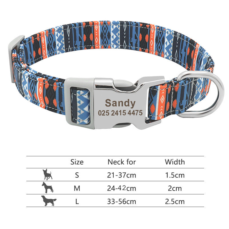 Personalized Nylon Pet Collar - Customizable Mohair Collar for Dogs and Cats, Available in Multiple Colors and Sizes