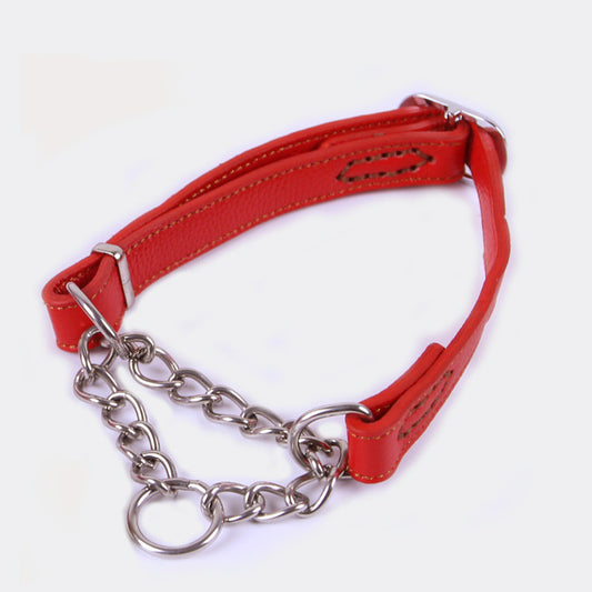 Semi-Controlled Cowhide Leather Dog Collar