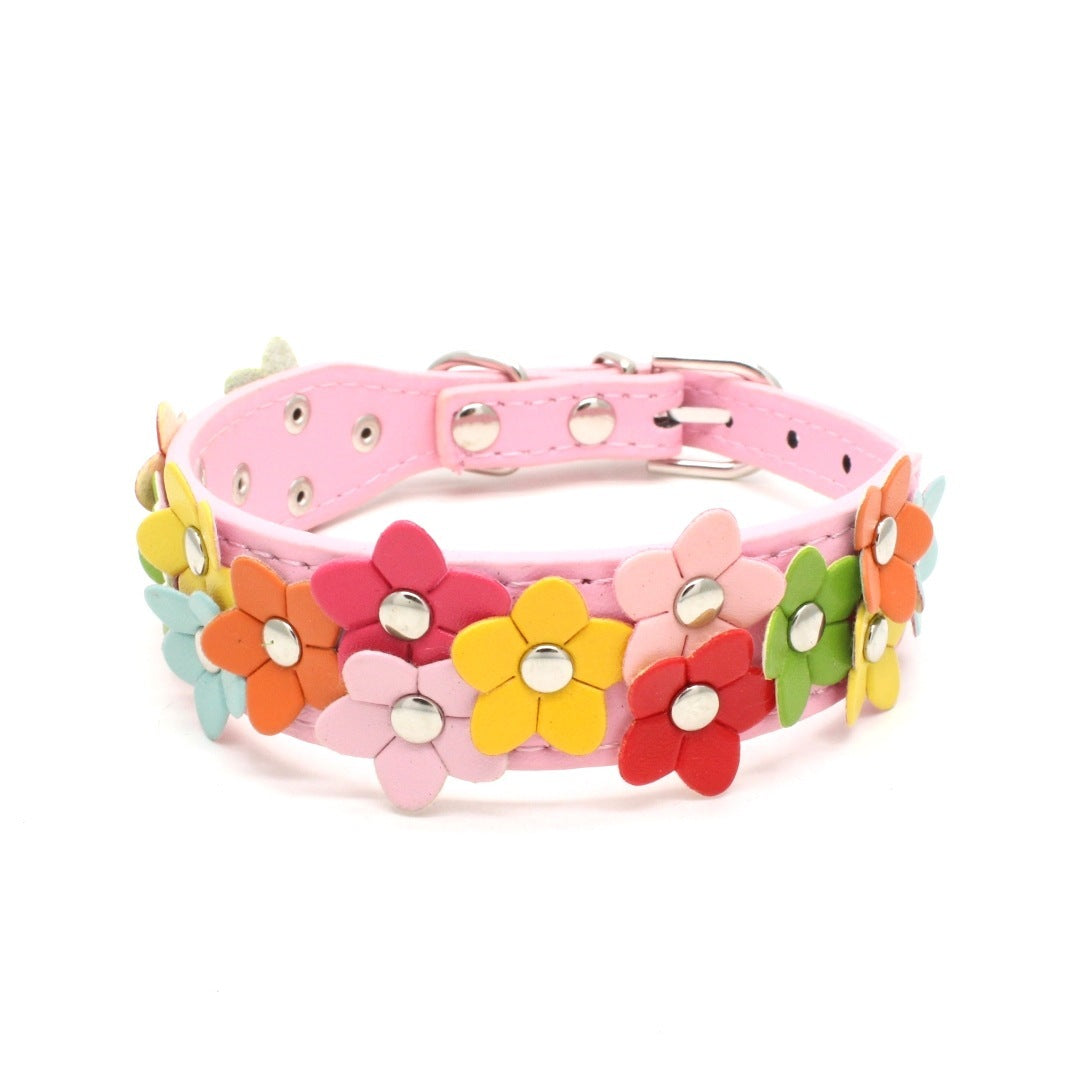 Double Row Flower Pet Collar for Dogs