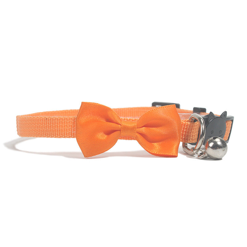 Pet Bowknot Collar Nylon Webbing Multicolor Adjustable Belt Bell Jewelry Safety Buckle