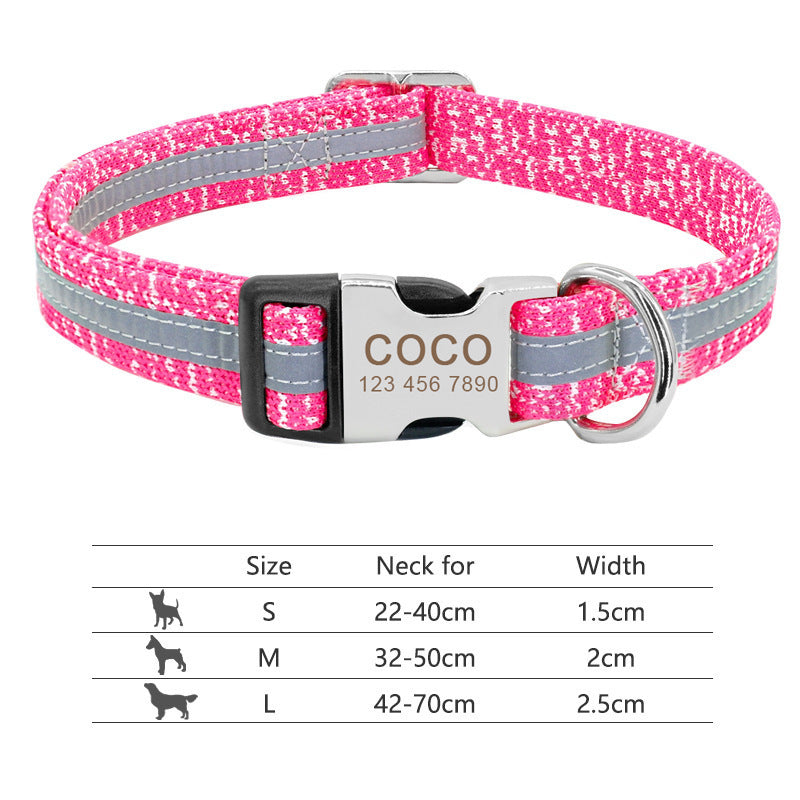 Personalized Nylon Pet Collar - Customizable Mohair Collar for Dogs and Cats, Available in Multiple Colors and Sizes