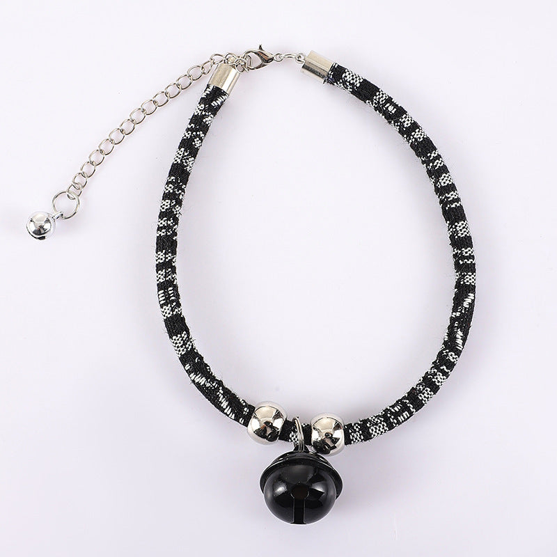 Ondaum Adjustable Monochrome Collar Cat Chain – Trendy Cloth Necklace for Pets