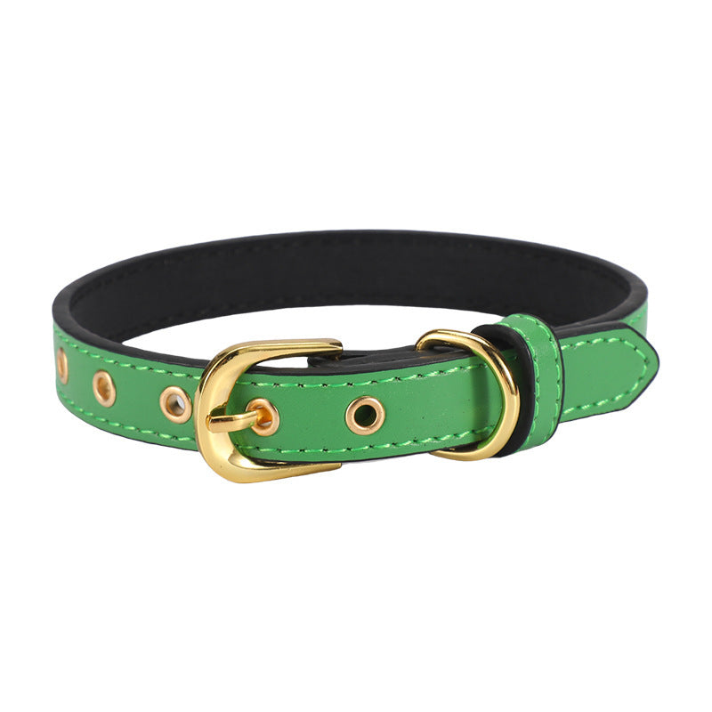 Ondaum Pet PU Collar with Gold Buckle