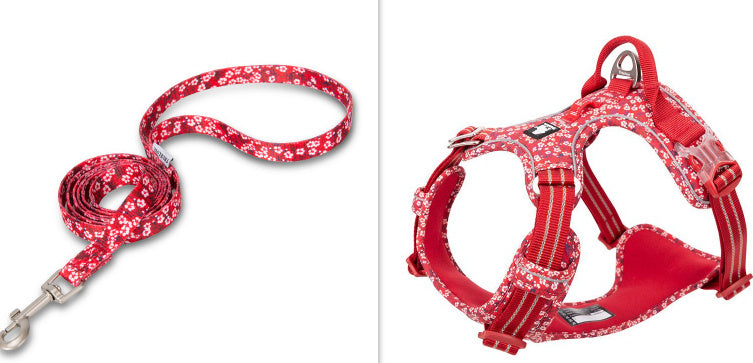 Pet Dog's Chest Strap Floral Explosion-proof Punching Traction