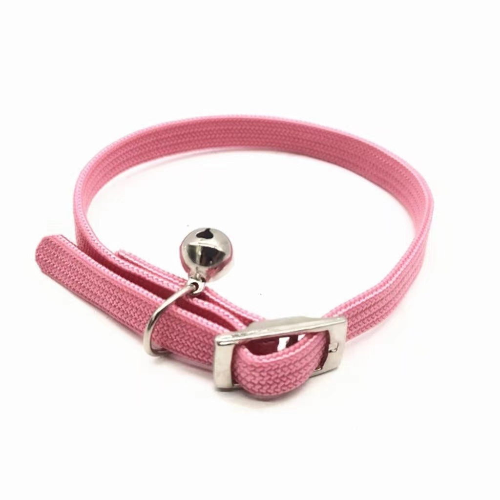Ondaum Adjustable Cat Collar with Bell – Soft Polyester, Monochrome Design, Free Size