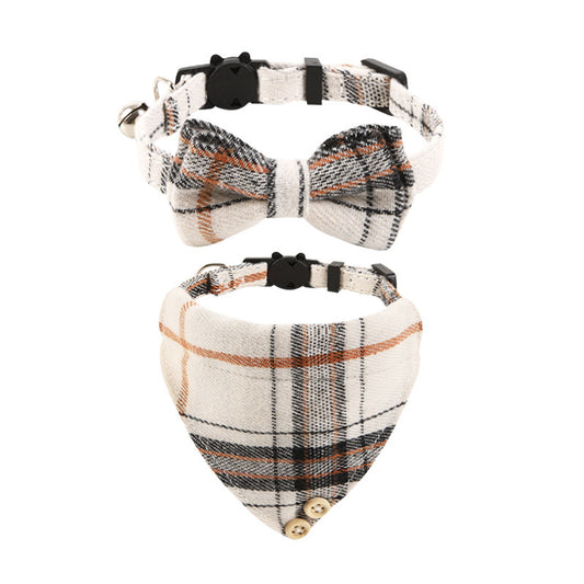 Ondaum Plaid Cloth Cat Collar – Stylish, Adjustable, and Comfortable for Year-Round Use