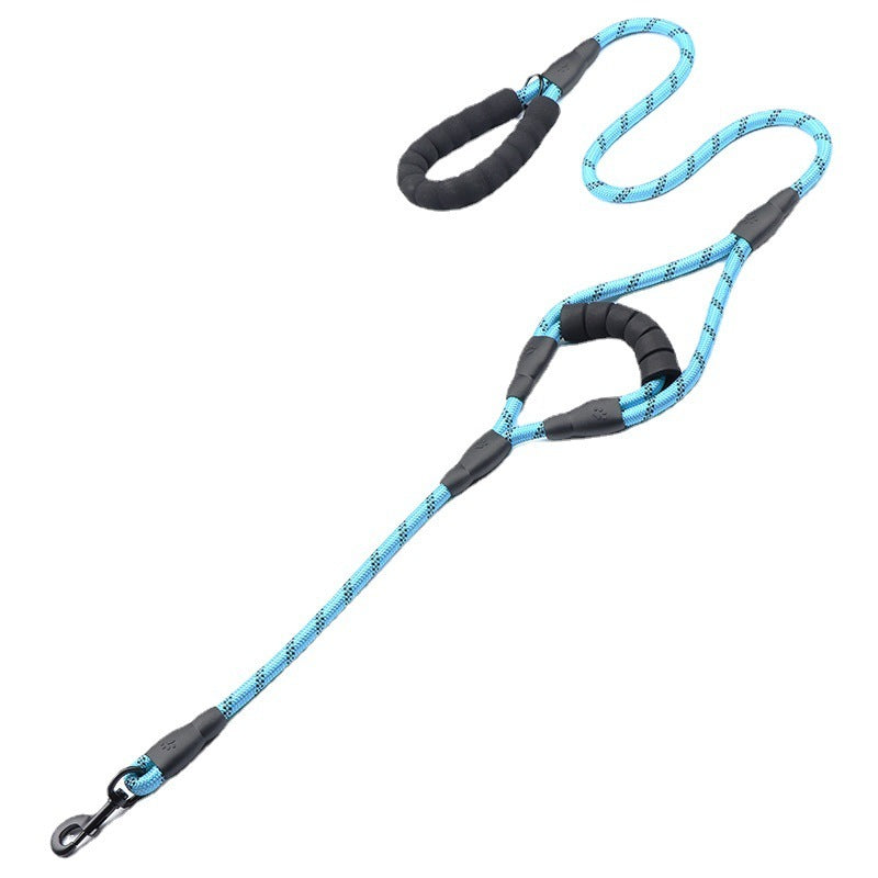 Nylon Woven Reflective Round Rope Double Handle Dog Hand Holding Rope
