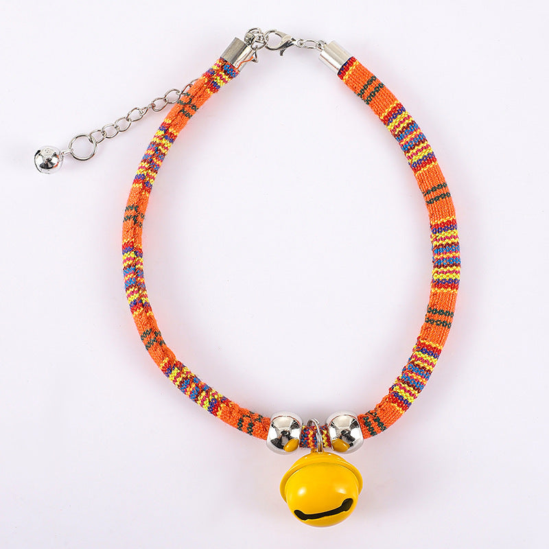 Ondaum Adjustable Monochrome Collar Cat Chain – Trendy Cloth Necklace for Pets