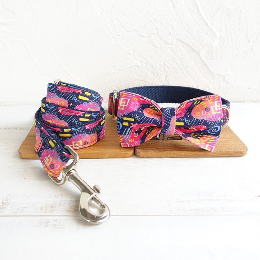 Pet leash dog hoop bow tie jewelry
