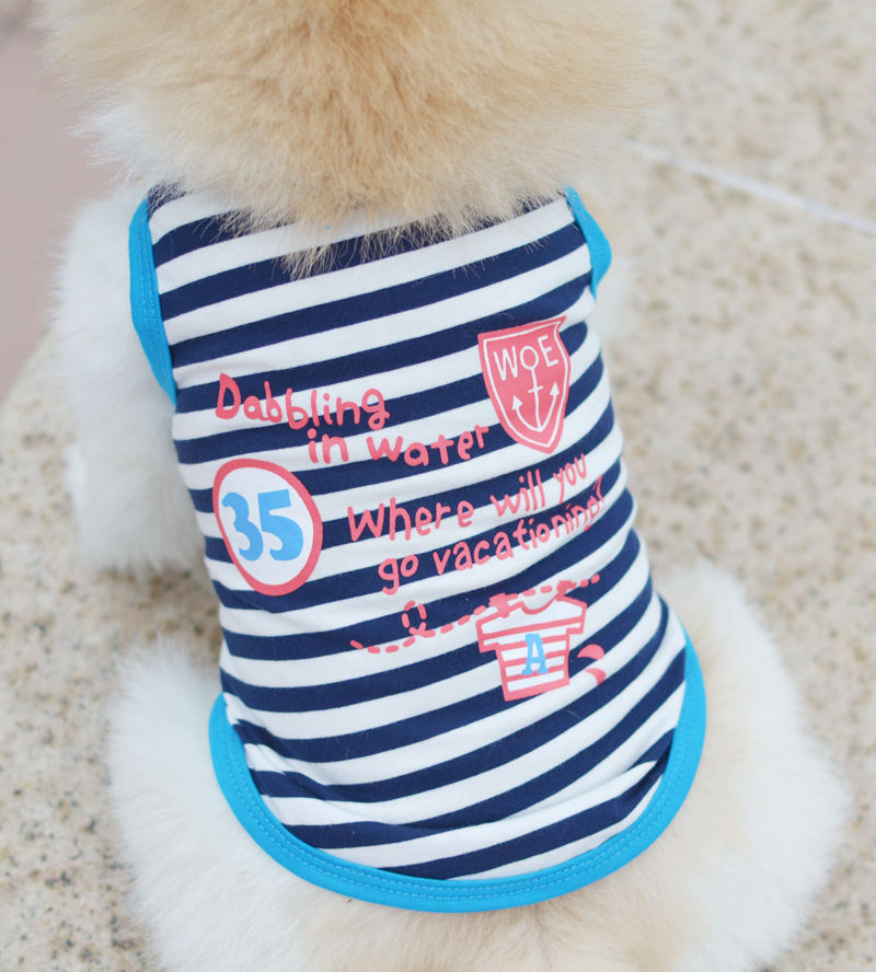 Dog cotton striped breathable t-shirt