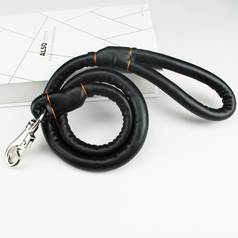 Medium Large Golden Retriever Husky Leather Collar Dog Rope