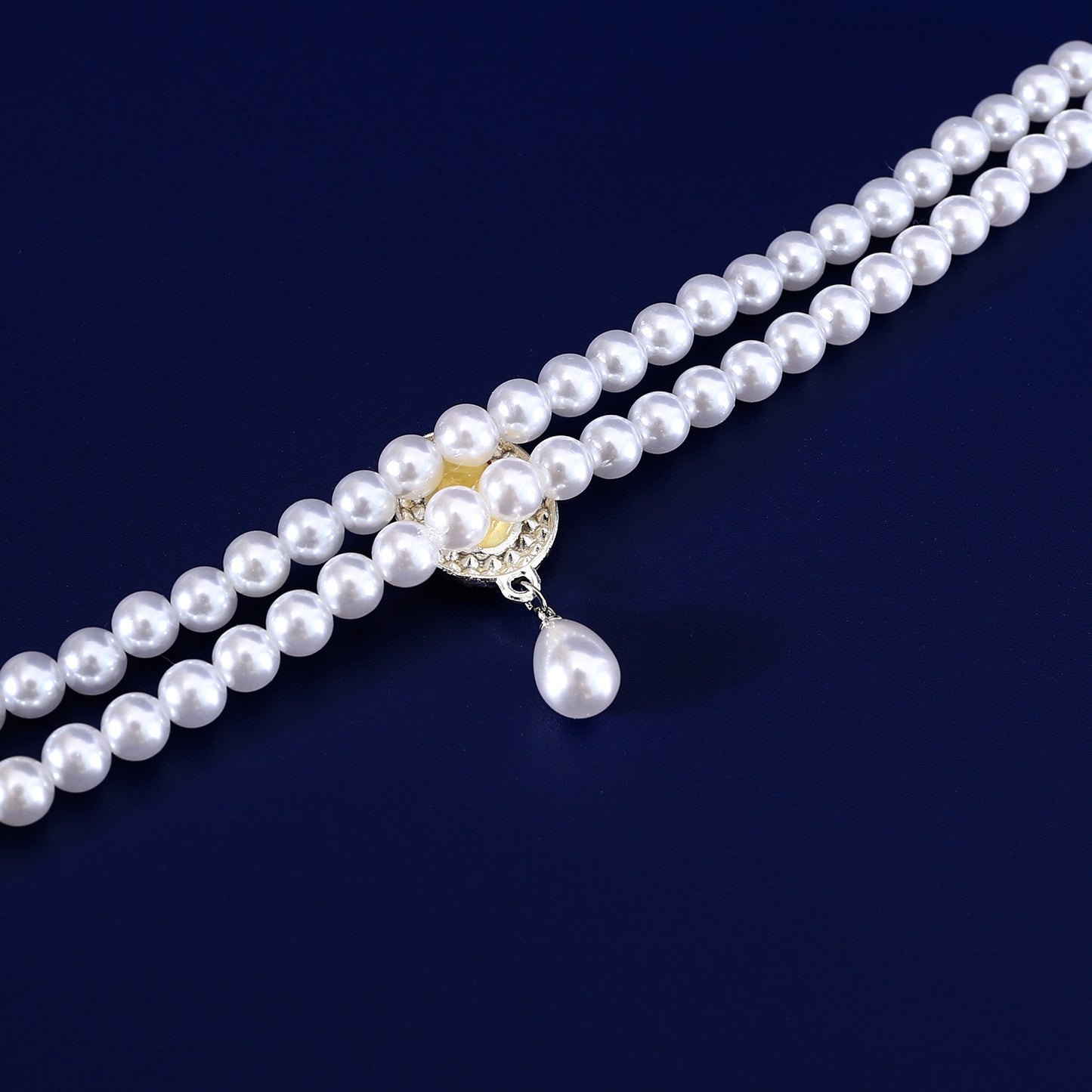 Luxurious Double-Layer Pearl Pet Necklace – Elegant Gemstone Pendant Collar for Small Dogs & Cats