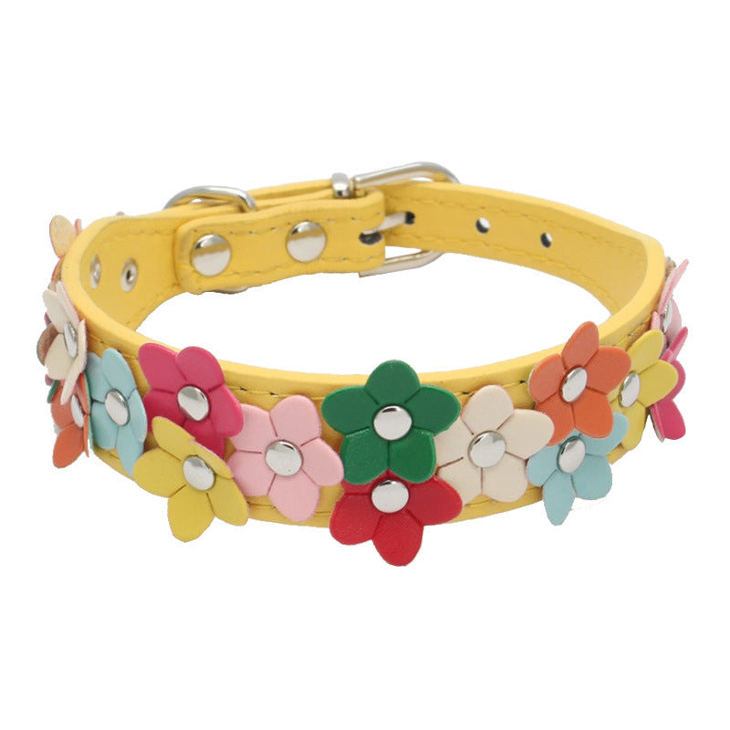 Double Row Flower Pet Collar for Dogs
