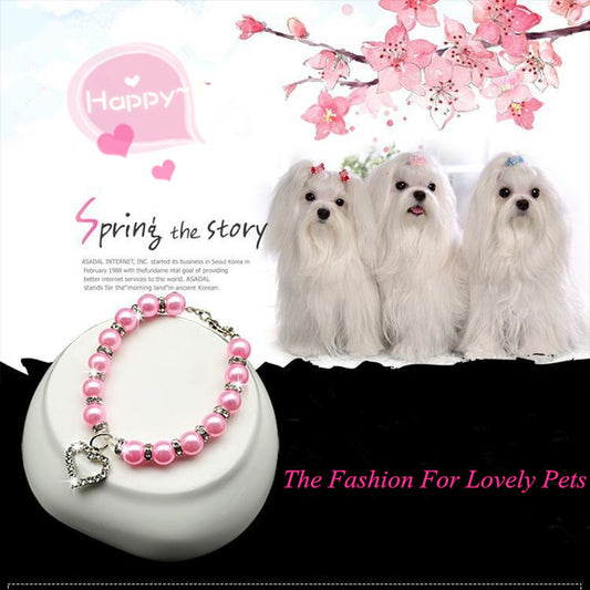 Pearl Necklace Pet Collar Decoration