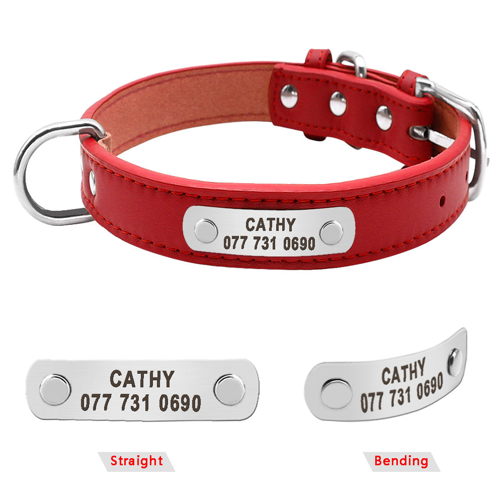 Grote Duurzaam Gepersonaliseerde Halsband PU Leer Gevoerde Pet ID Halsbanden Aangepast voor Kleine Medium Grote Honden Kat 4 Size