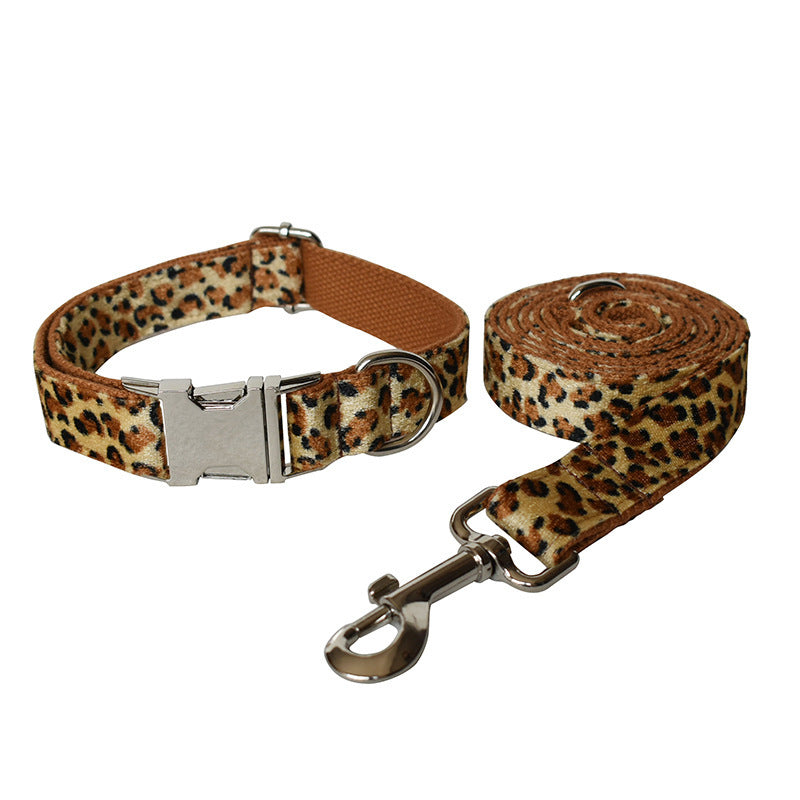 Deep Bottom Leopard Print Zinc Alloy Dog Collar