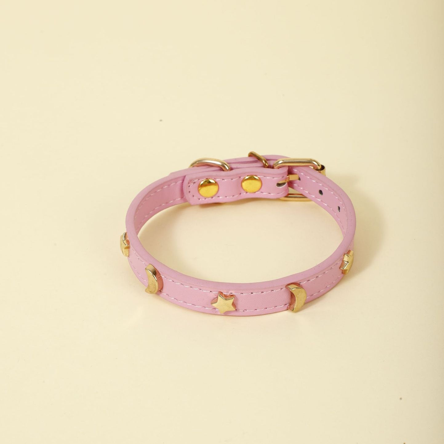 Ondaum Pet Collar Star Moon Simple Anti-Bite - Adjustable PU Leather, Four Seasons Suitable