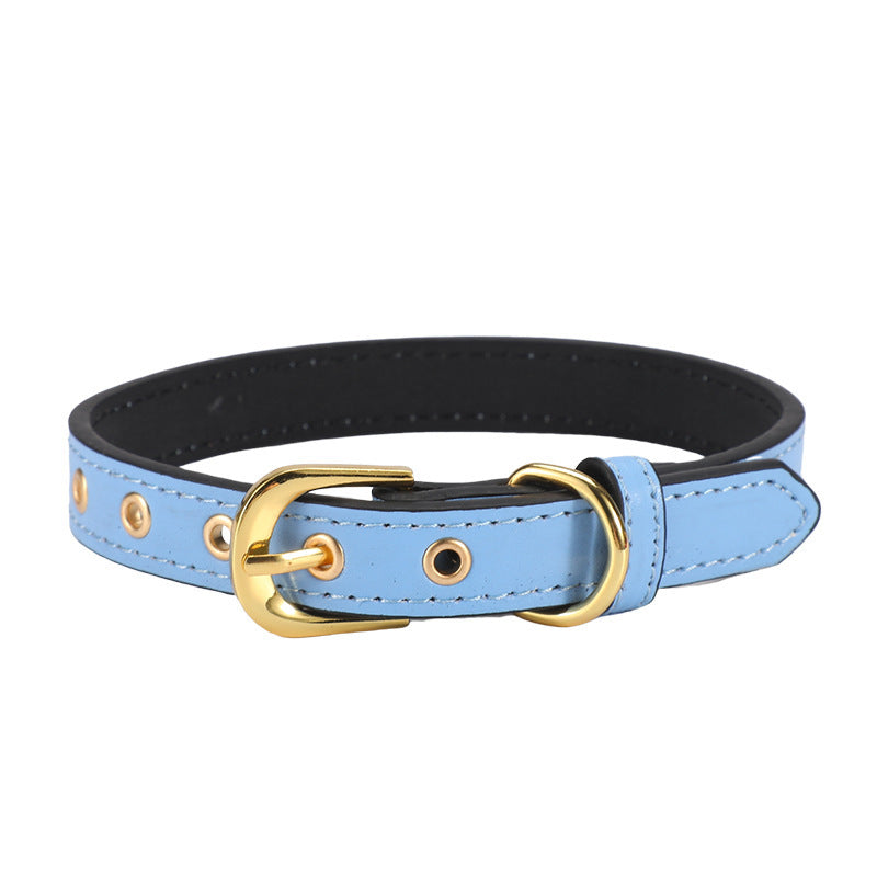 Ondaum Pet PU Collar with Gold Buckle