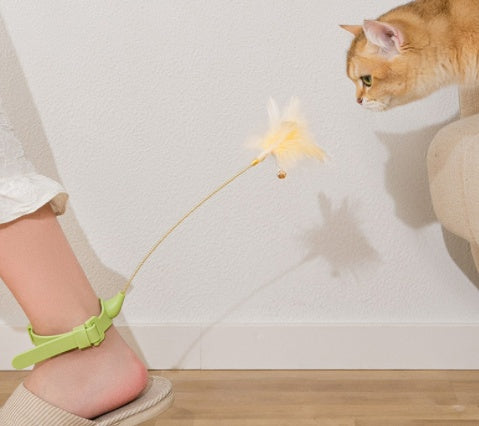 Collar Feather Funny Cat Stick With Bell Tied Neck Selfhealing  Bite Resistant Kitten Toy