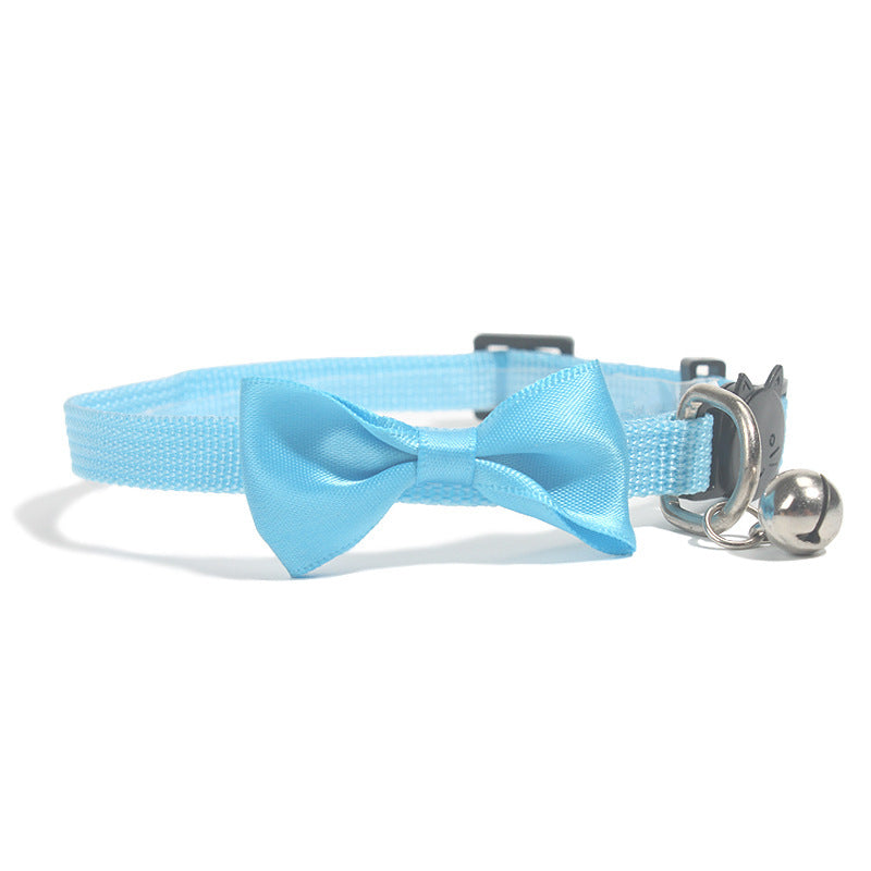 Pet Bowknot Collar Nylon Webbing Multicolor Adjustable Belt Bell Jewelry Safety Buckle