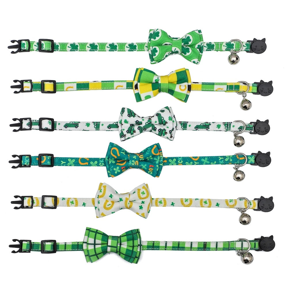 Irish Festival Plaid Bow Cat Collar