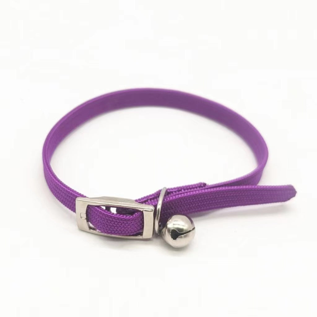Ondaum Adjustable Cat Collar with Bell – Soft Polyester, Monochrome Design, Free Size