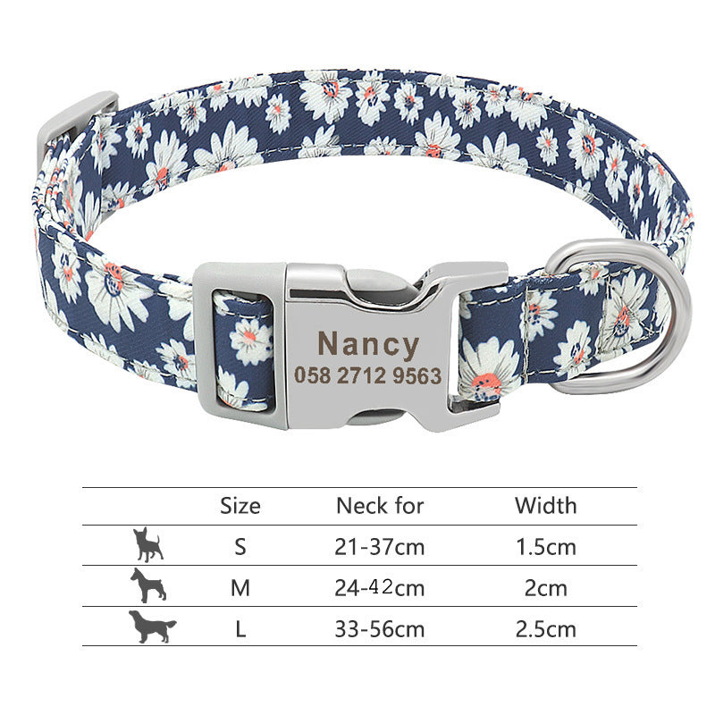 Personalized Nylon Pet Collar - Customizable Mohair Collar for Dogs and Cats, Available in Multiple Colors and Sizes