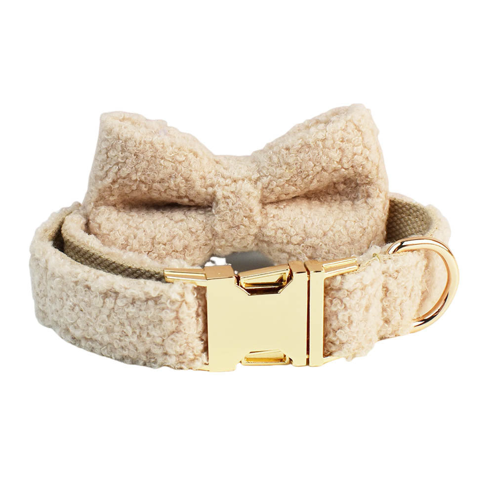 Ondaum Creative and Minimalist Cream Style Pet Collar and Harness 4-Piece Set
