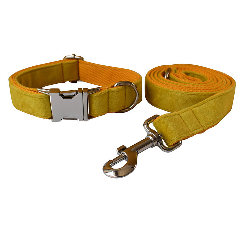 Yellow Fleece Pet Dog Collar Adjustable For Medium To Large Dogs