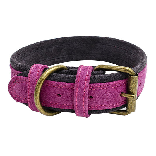Double Contrast Color Nubuck Leather Pet Collar